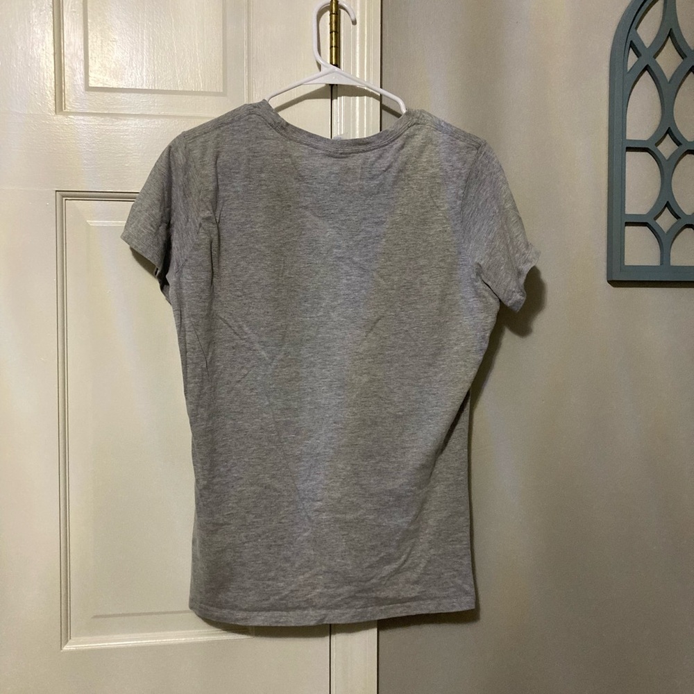 Port and Company Gray Tee with Leopard Print Bow - Picture 2 of 3